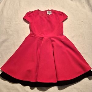 Milly minis girls hot pink with black underlay dress VVGUC
